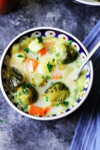 Brussels Sprouts Soup in a bowl